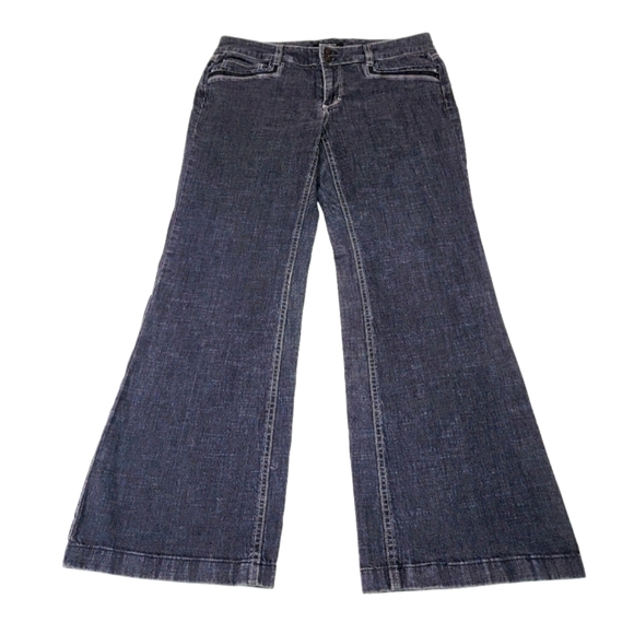 WHITE HOUSE|BLACK MARKET ♡ Black Denim Embellished Bling Trouser Leg Jeans 8S - Picture 4 of 16